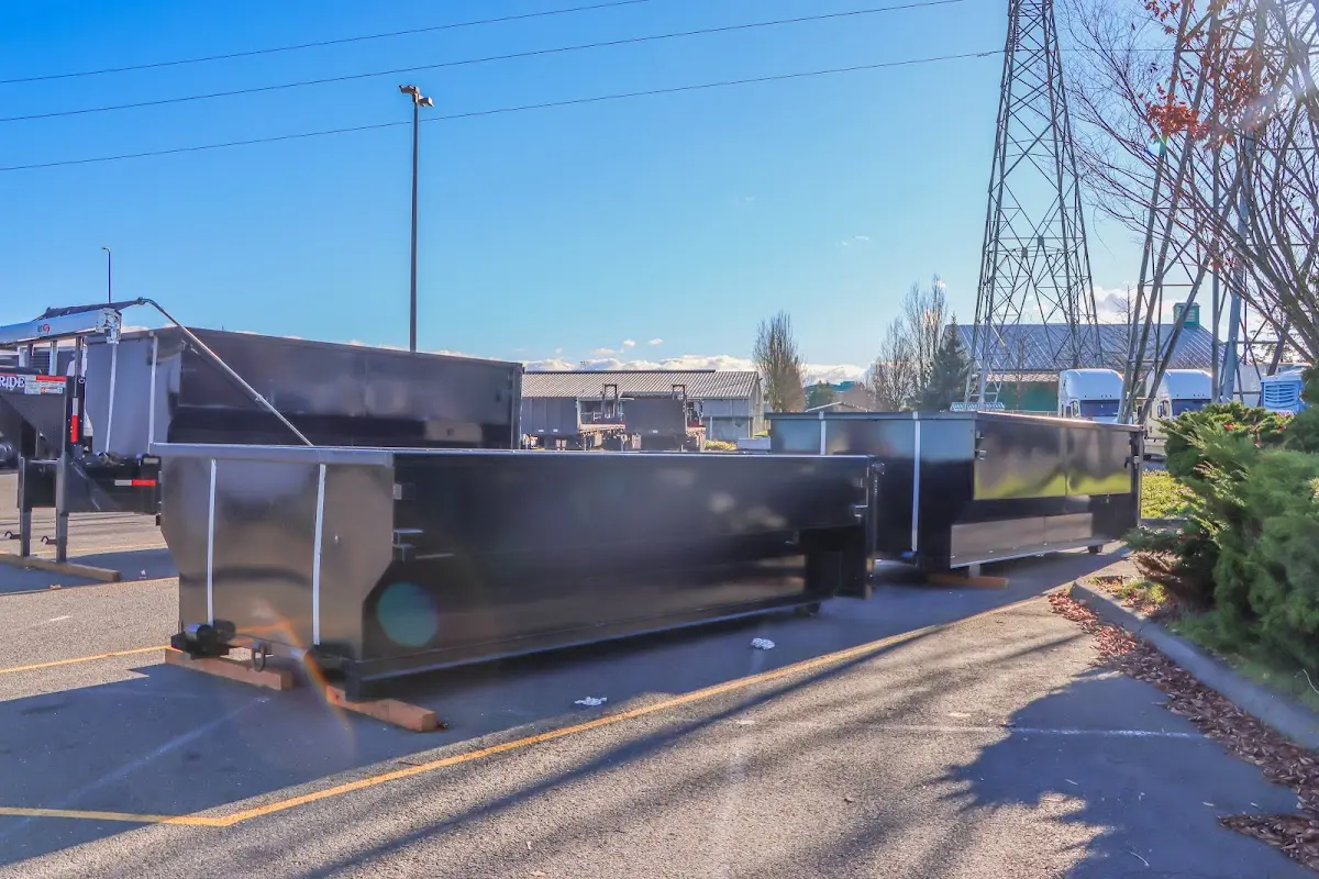 Roll-off dumpster ready for waste disposal at job site for Yard Waste Dumpster Rental in Oakville